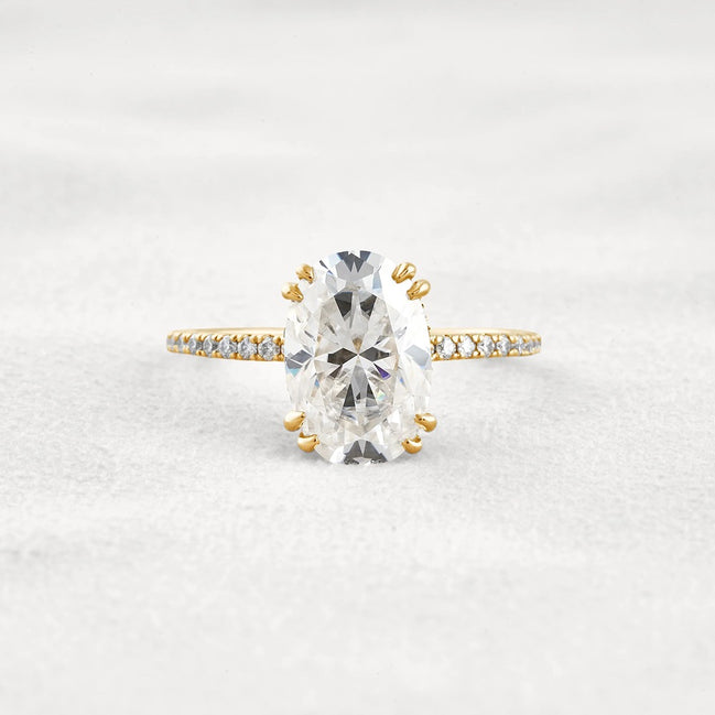 Hidden Halo Oval Cut Moissnaite Engagement Wedding Ring