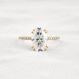 Hidden Halo Oval Cut Moissnaite Engagement Wedding Ring