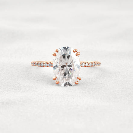 Hidden Halo Oval Cut Moissnaite Engagement Wedding Ring
