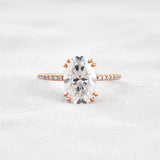 Hidden Halo Oval Cut Moissnaite Engagement Wedding Ring