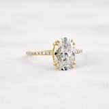 Hidden Halo Oval Cut Moissnaite Engagement Wedding Ring