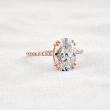 Hidden Halo Oval Cut Moissnaite Engagement Wedding Ring