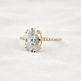 Hidden Halo Oval Cut Moissnaite Engagement Wedding Ring