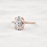 Hidden Halo Oval Cut Moissnaite Engagement Wedding Ring