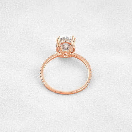 Hidden Halo Oval Cut Moissnaite Engagement Wedding Ring
