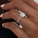 Moissanite Hidden Accent Cushion Cut Wedding Ring