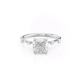 Moissanite Hidden Accent Cushion Cut Wedding Ring