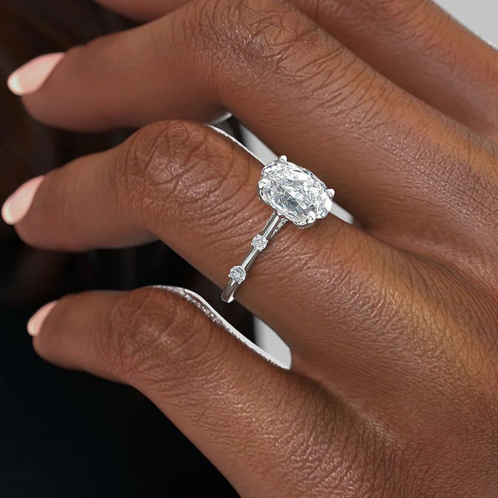 Lab Created  Moissanite Oval Cut Engagement Ring