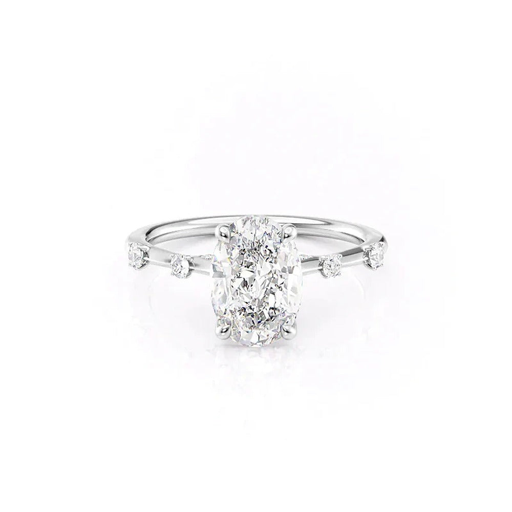 Lab Created  Moissanite Oval Cut Engagement Ring