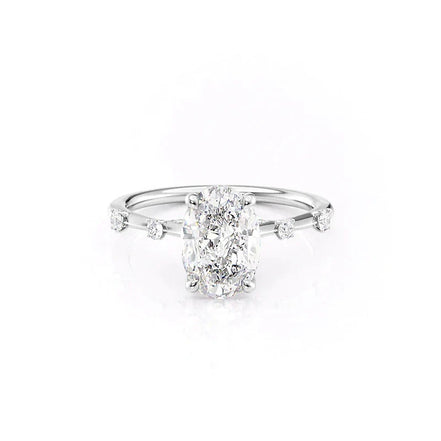 Lab Created  Moissanite Oval Cut Engagement Ring