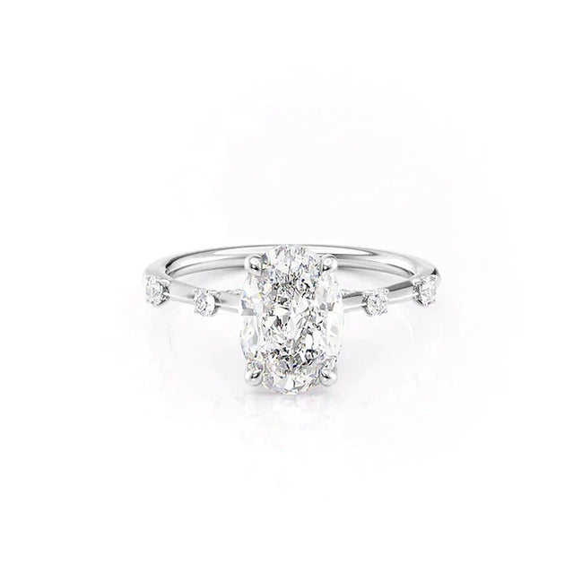 Lab Created  Moissanite Oval Cut Engagement Ring