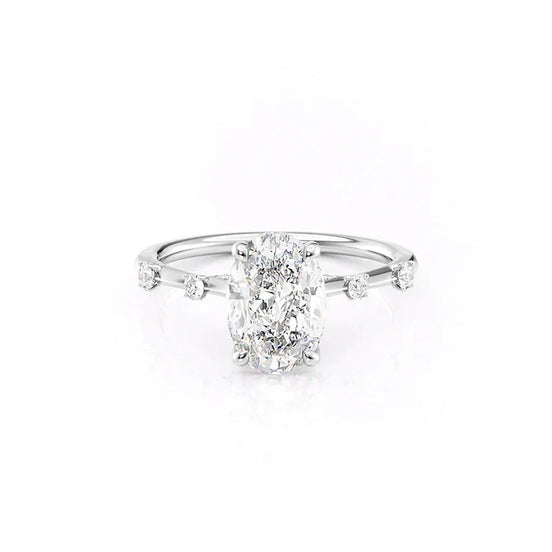 Lab Created  Moissanite Oval Cut Engagement Ring
