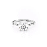 Round Cut Moissanite Unique Hidden Accent Diamond Ring