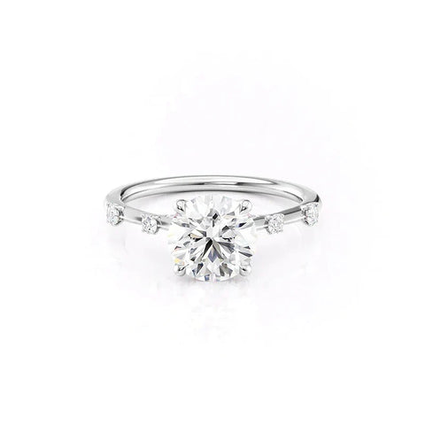 Round Cut Moissanite Unique Hidden Accent Diamond Ring