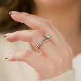 Round Cut Moissanite Unique Hidden Accent Diamond Ring
