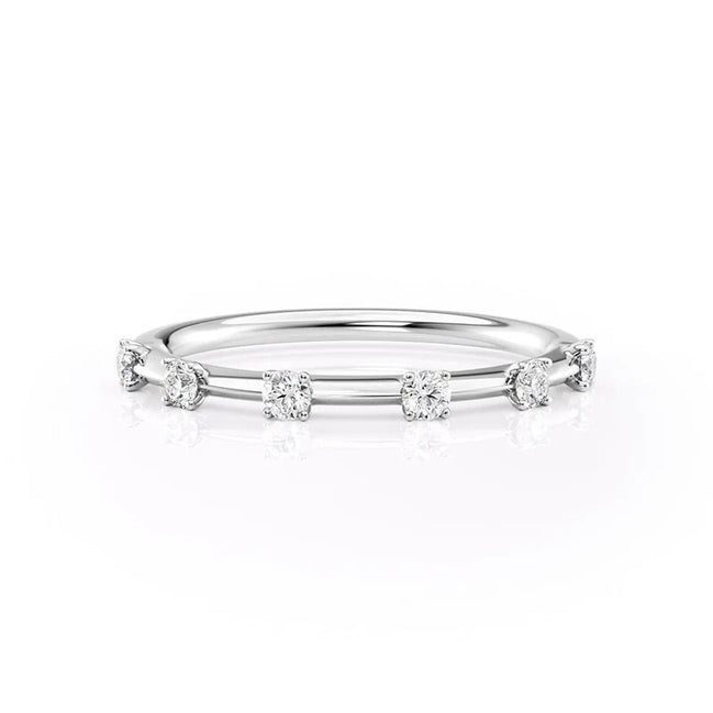 Round Cut Moissanite Diamond Eternity Wedding Band