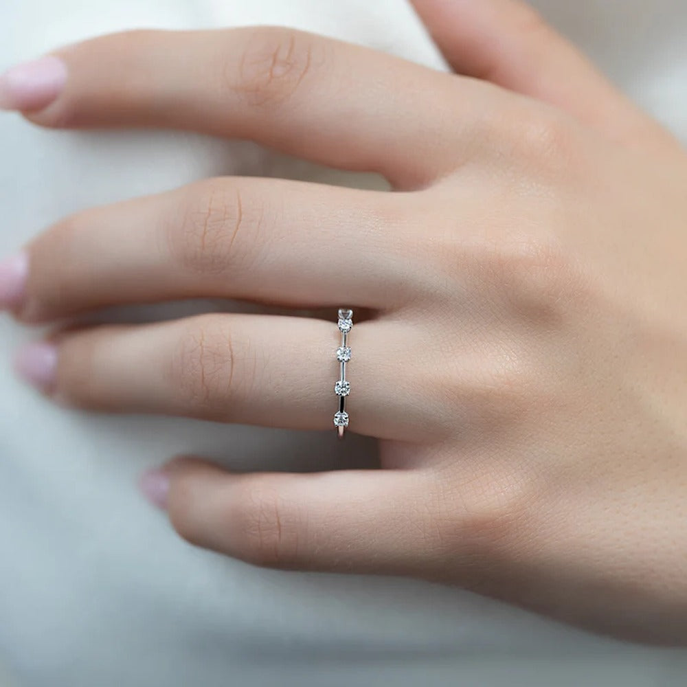 Round Cut Moissanite Diamond Eternity Wedding Band