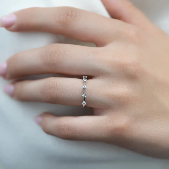 Round Cut Moissanite Diamond Eternity Wedding Band