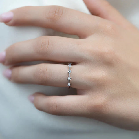Round Cut Moissanite Diamond Eternity Wedding Band