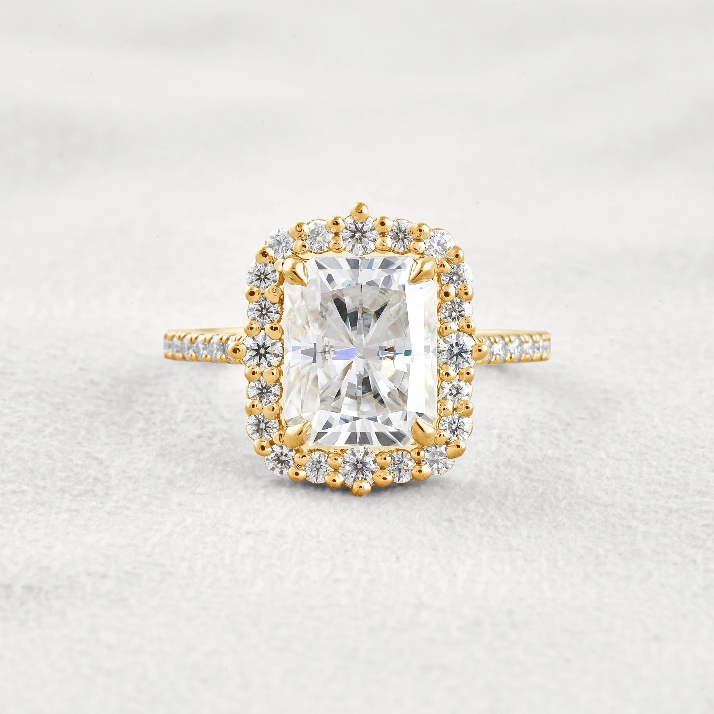 Radiant Cut Vintage Halo Moissanite Wedding Ring