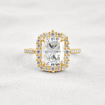 Radiant Cut Vintage Halo Moissanite Wedding Ring