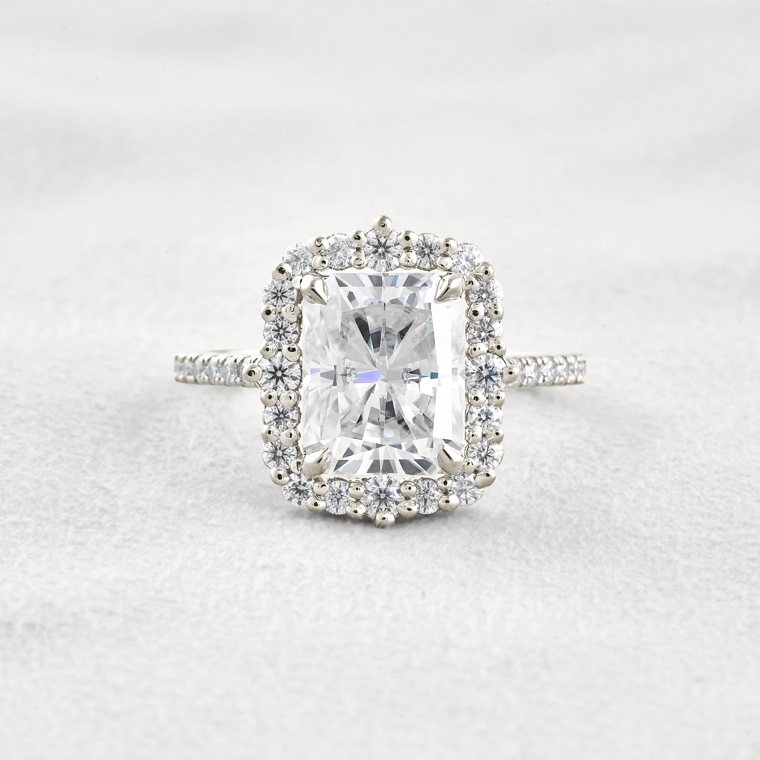 Radiant Cut Vintage Halo Moissanite Wedding Ring