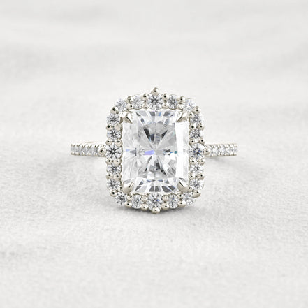 Radiant Cut Vintage Halo Moissanite Wedding Ring