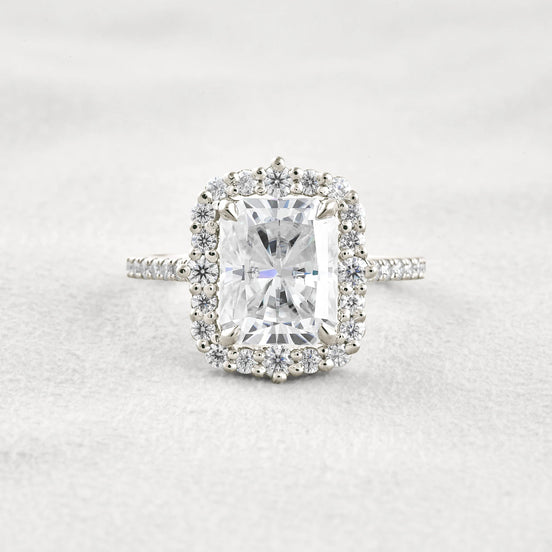 Radiant Cut Vintage Halo Moissanite Wedding Ring