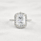 Radiant Cut Vintage Halo Moissanite Wedding Ring