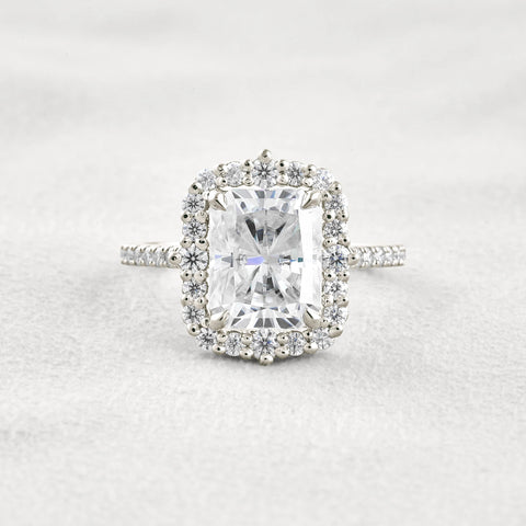 Radiant Cut Vintage Halo Moissanite Wedding Ring