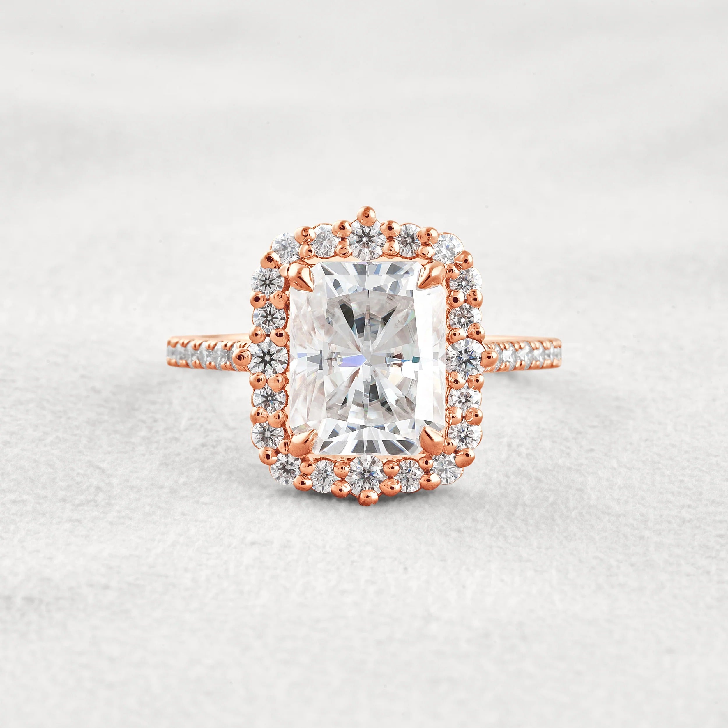 Radiant Cut Vintage Halo Moissanite Wedding Ring
