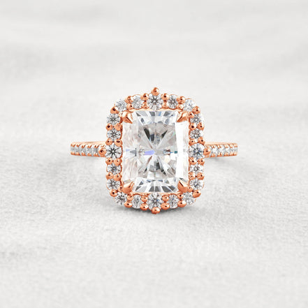 Radiant Cut Vintage Halo Moissanite Wedding Ring