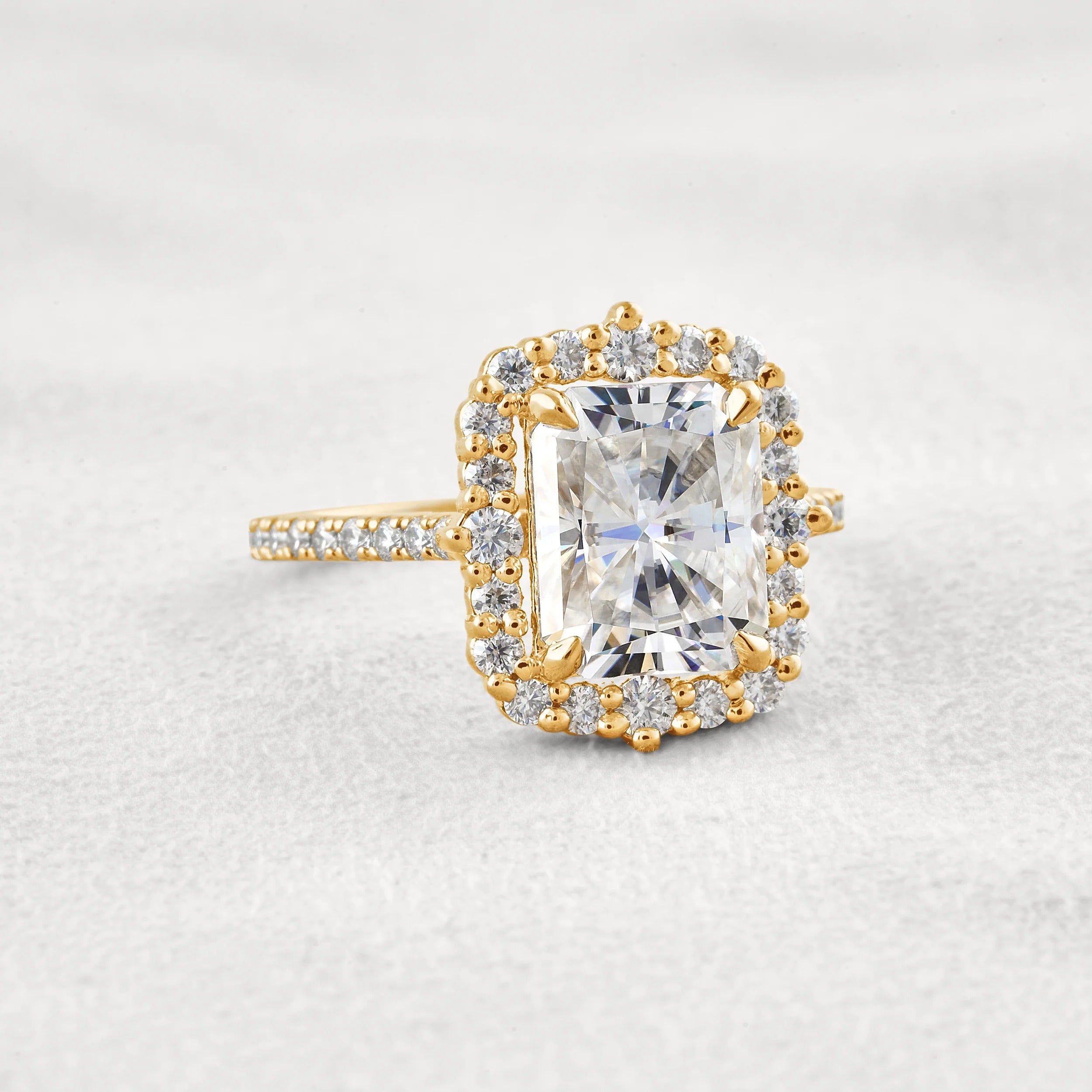 Radiant Cut Vintage Halo Moissanite Wedding Ring