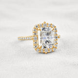 Radiant Cut Vintage Halo Moissanite Wedding Ring