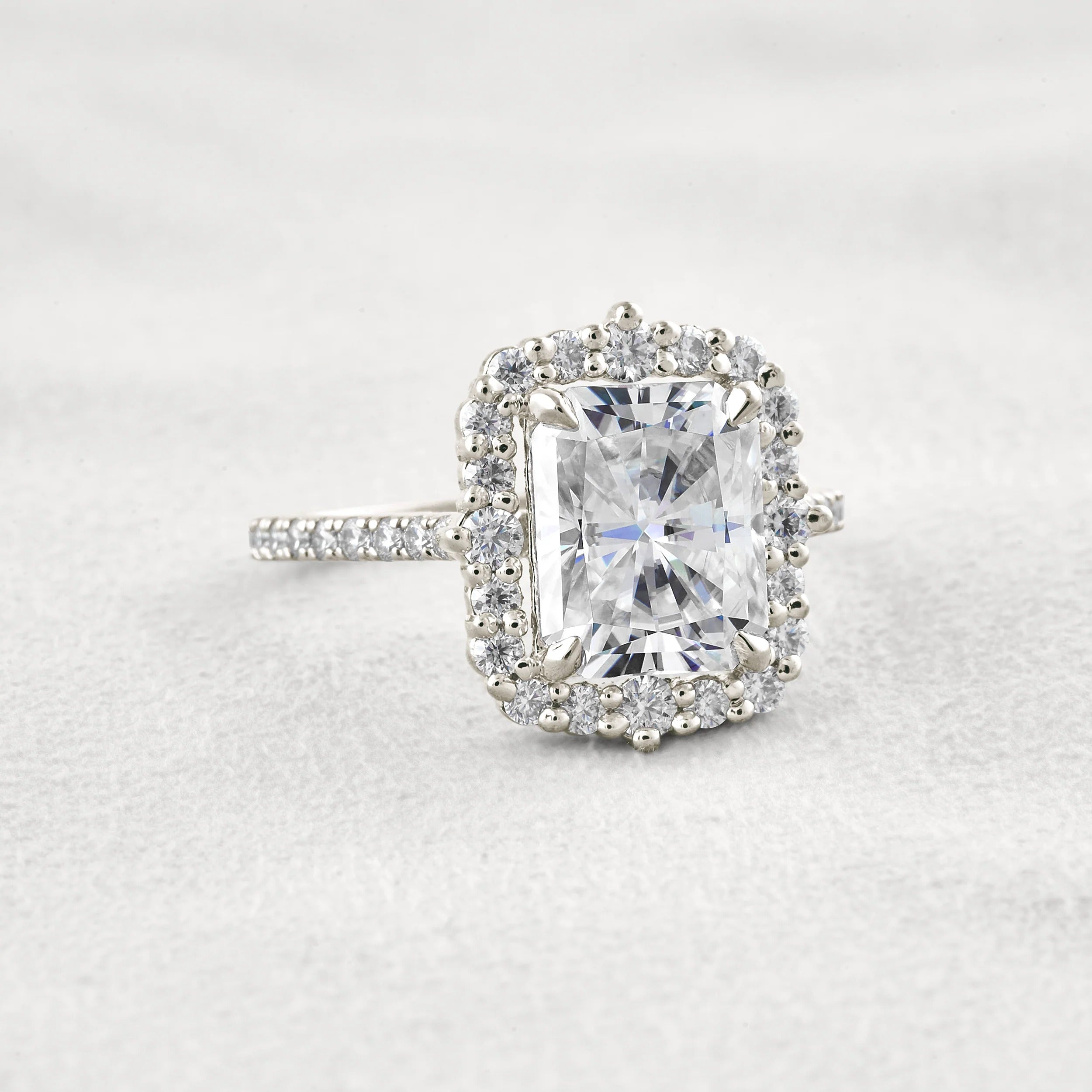 Radiant Cut Vintage Halo Moissanite Wedding Ring