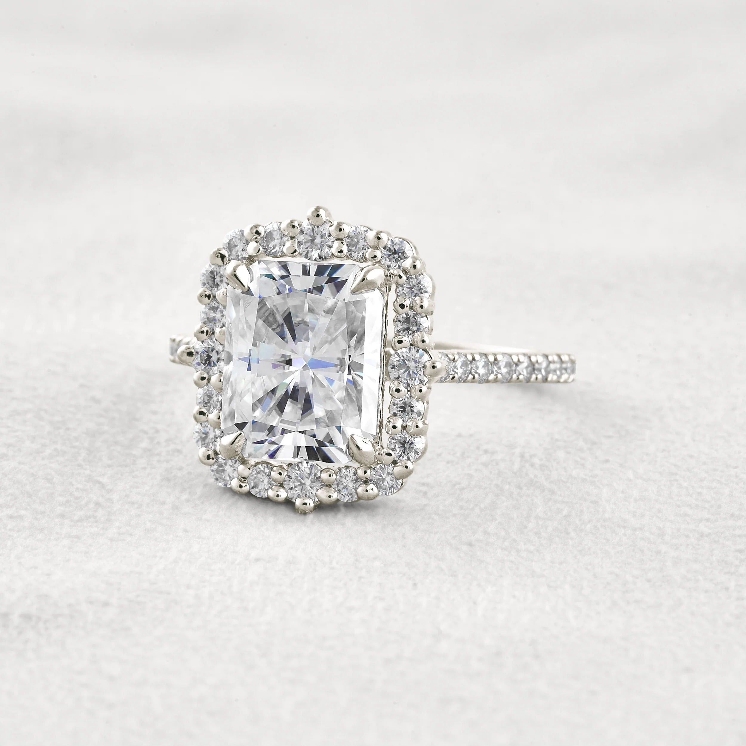 Radiant Cut Vintage Halo Moissanite Wedding Ring