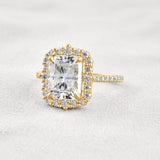 Radiant Cut Vintage Halo Moissanite Wedding Ring