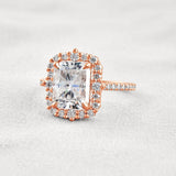 Radiant Cut Vintage Halo Moissanite Wedding Ring