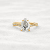 VVS1 Clarity Pear Cut Moissanite Pave Set Engagement Ring