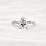VVS1 Clarity Pear Cut Moissanite Pave Set Engagement Ring