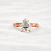 VVS1 Clarity Pear Cut Moissanite Pave Set Engagement Ring
