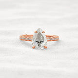 VVS1 Clarity Pear Cut Moissanite Pave Set Engagement Ring