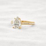 VVS1 Clarity Pear Cut Moissanite Pave Set Engagement Ring