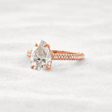 VVS1 Clarity Pear Cut Moissanite Pave Set Engagement Ring