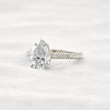 VVS1 Clarity Pear Cut Moissanite Pave Set Engagement Ring