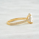 VVS1 Clarity Pear Cut Moissanite Pave Set Engagement Ring