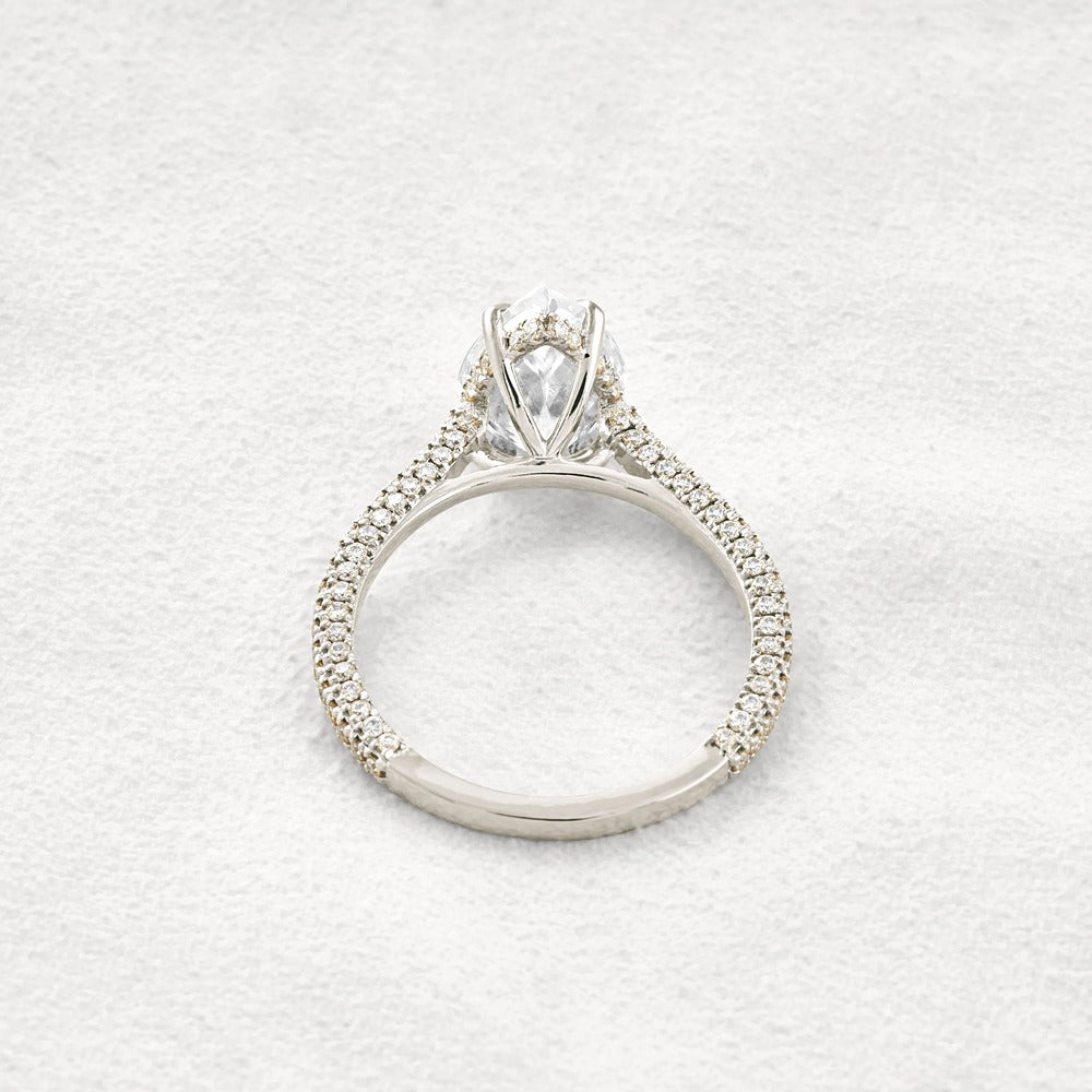 VVS1 Clarity Pear Cut Moissanite Pave Set Engagement Ring