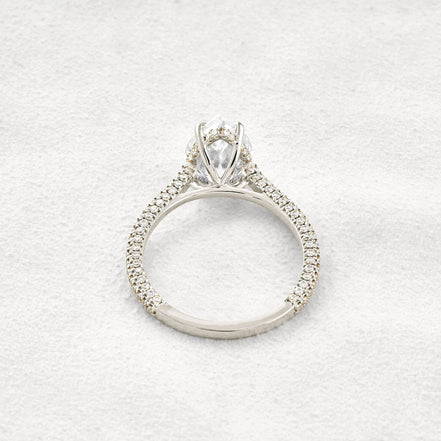 VVS1 Clarity Pear Cut Moissanite Pave Set Engagement Ring