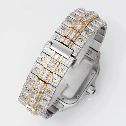 Luxury Arabic Dial VVS1 Moissanite Dual Tone Hip Hop Watch