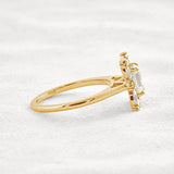 Emerald Cut Moissanite Diamond Halo Wedding Proposal Ring